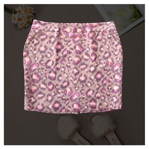 Vibrant LOFT Pink and Purple Leopard Patterned Mini Skirt